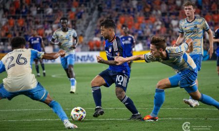 Lucho Acosta looks to score against Philadelphia Union. Photo Courtesy Megan Lee
