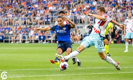 Yuya Kubo takes a shot against the Chicago Fire. June 2, 2023 - Photo courtesy Brian Mack