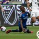 Obinna Nwobodo in challenge against DC united - Photo by Rob Moore