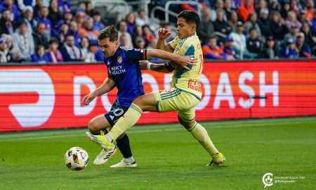 Pavel Bucha dribbles vs the New York Red Bull. Photo Courtesy Anders Saling
