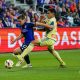 Pavel Bucha dribbles vs the New York Red Bull. Photo Courtesy Anders Saling